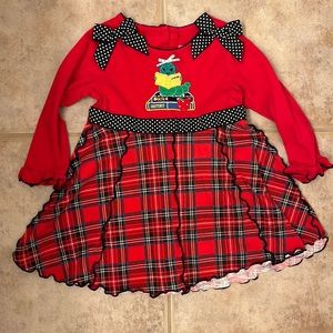 Girl’s Back to School, Bookworm, & Bows Red Plaid Dress